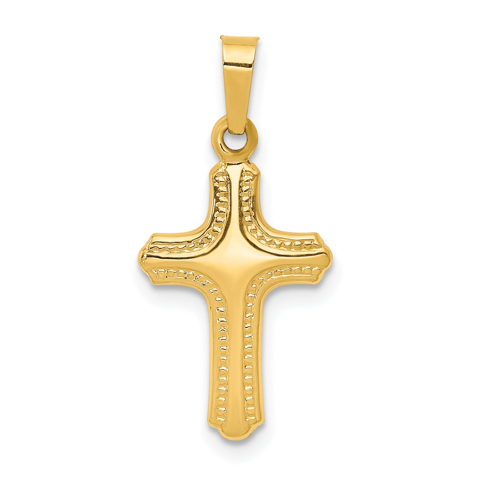 14k Polished and Textured Cross Pendant Main image