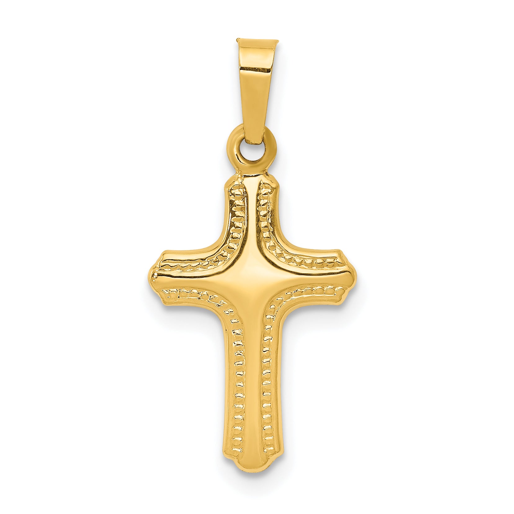 14k Polished and Textured Cross Pendant