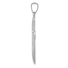 14K White Gold Polished Rounded Cross Pendant