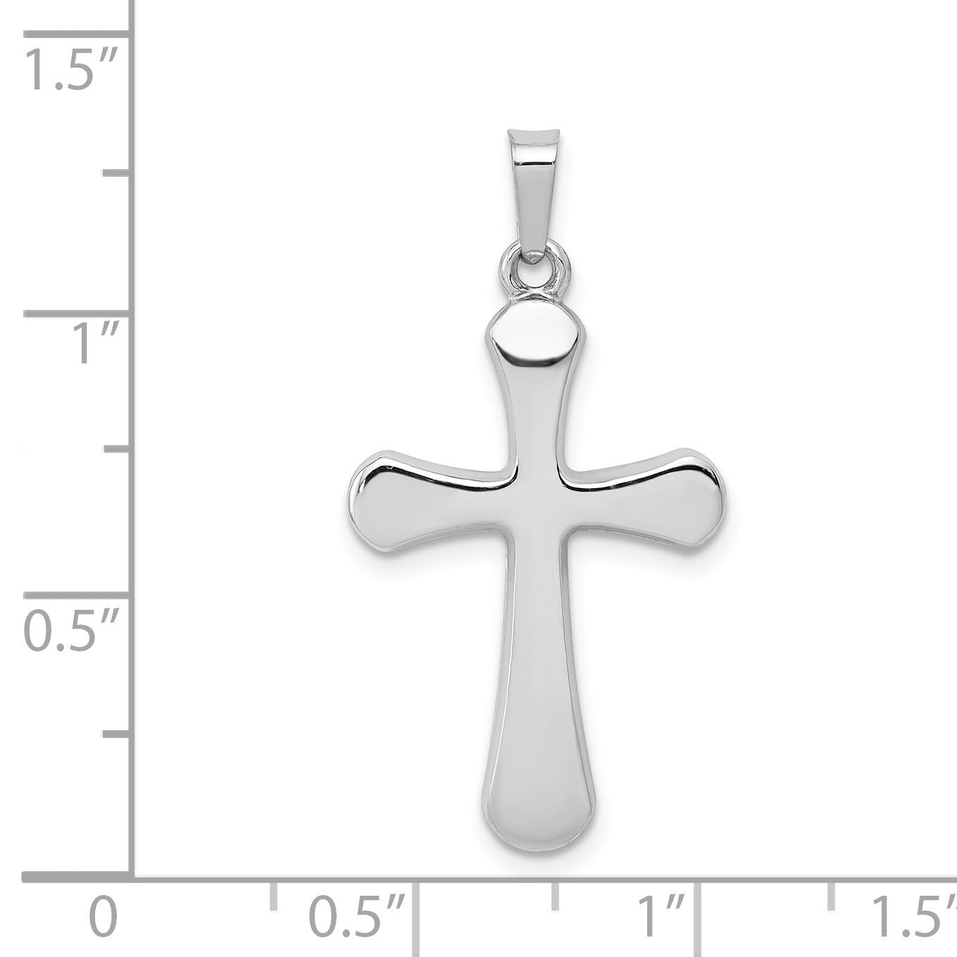 14K White Gold Polished Rounded Cross Pendant