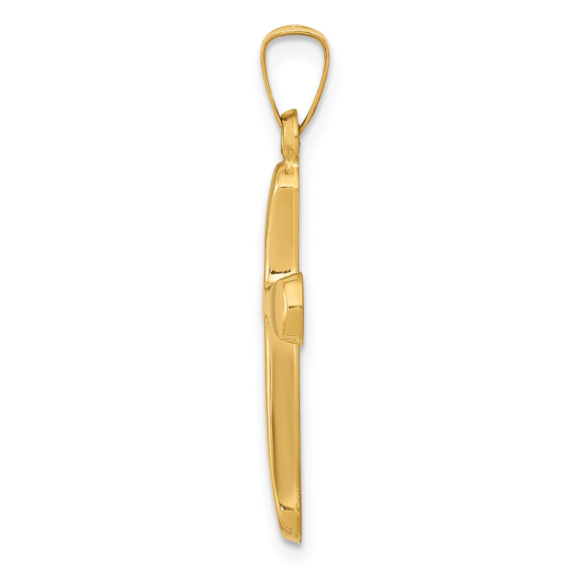 14K Polished Rounded Cross Pendant