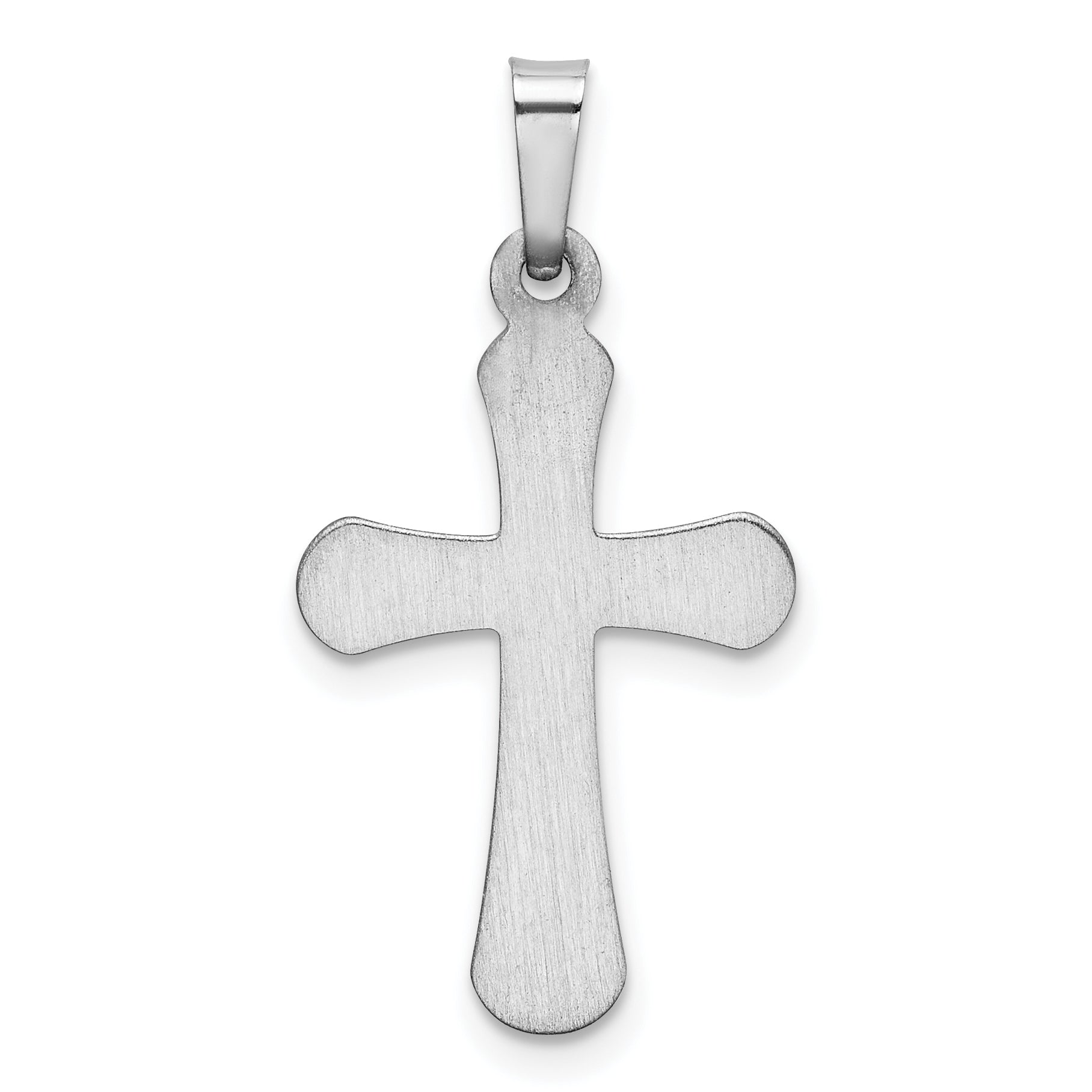 14K White Gold Polished Rounded Cross Pendant
