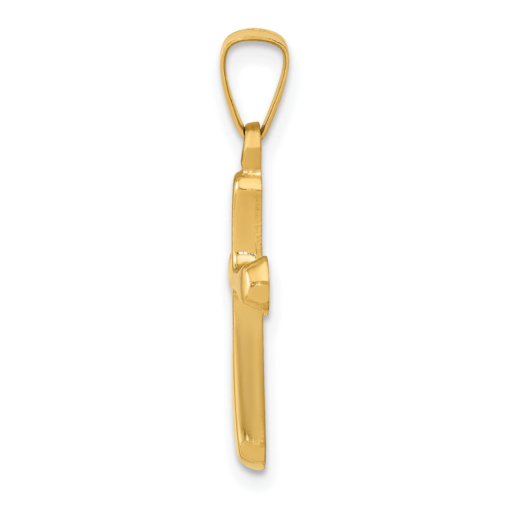14K Polished Rounded Cross Pendant