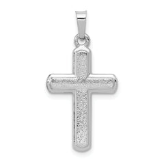 14K White Gold Polished and Satin Cross Pendant