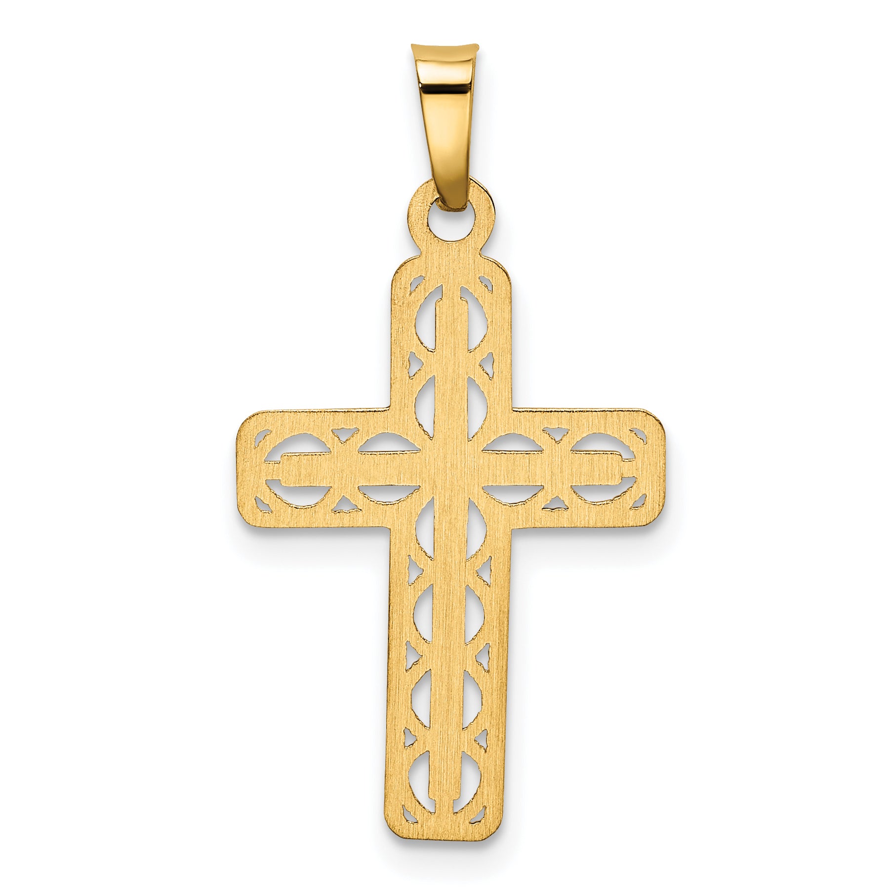 14K Polished Filigree Cross Pendant