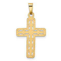14K Polished Filigree Cross Pendant