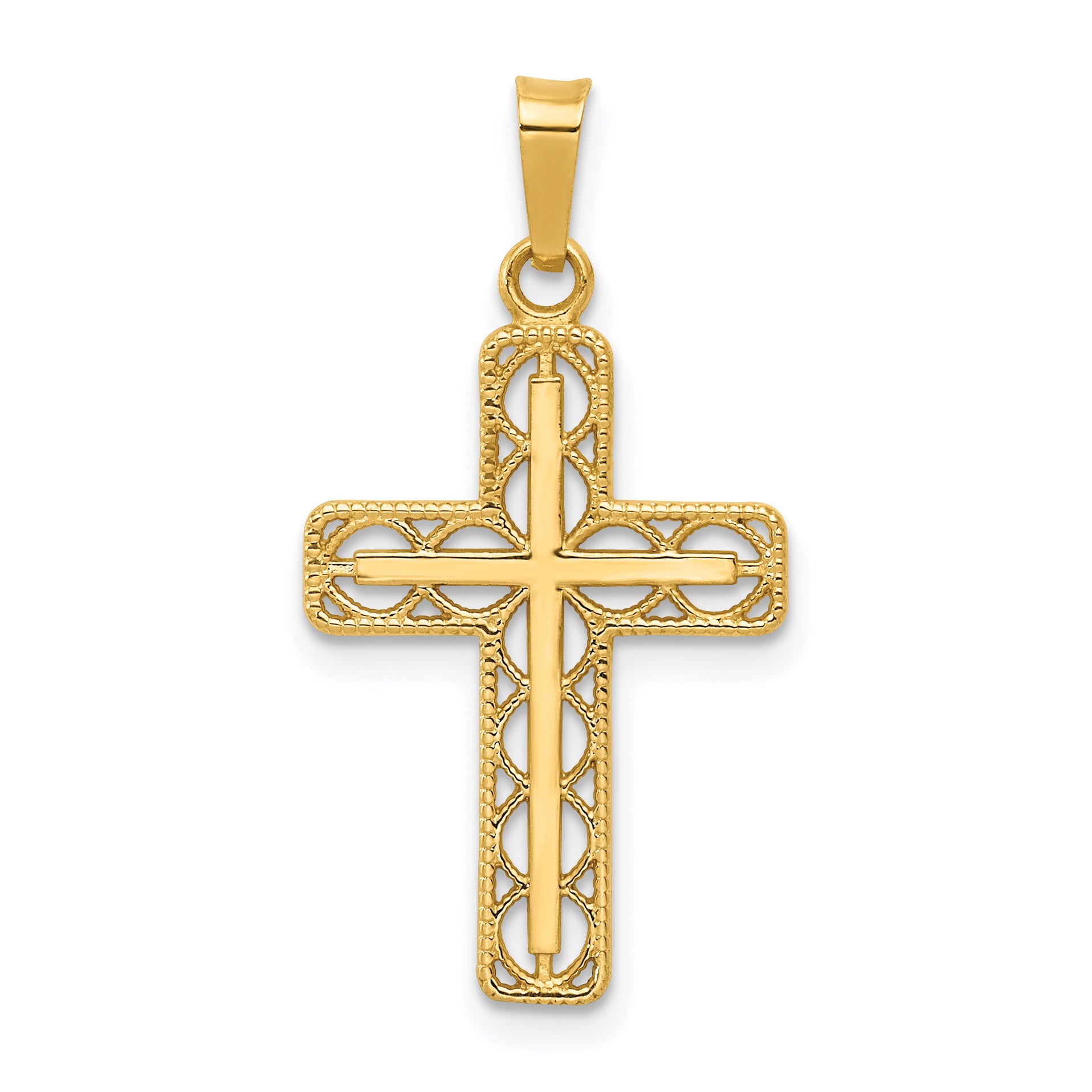 14k Polished Filigree Cross Pendant Main image