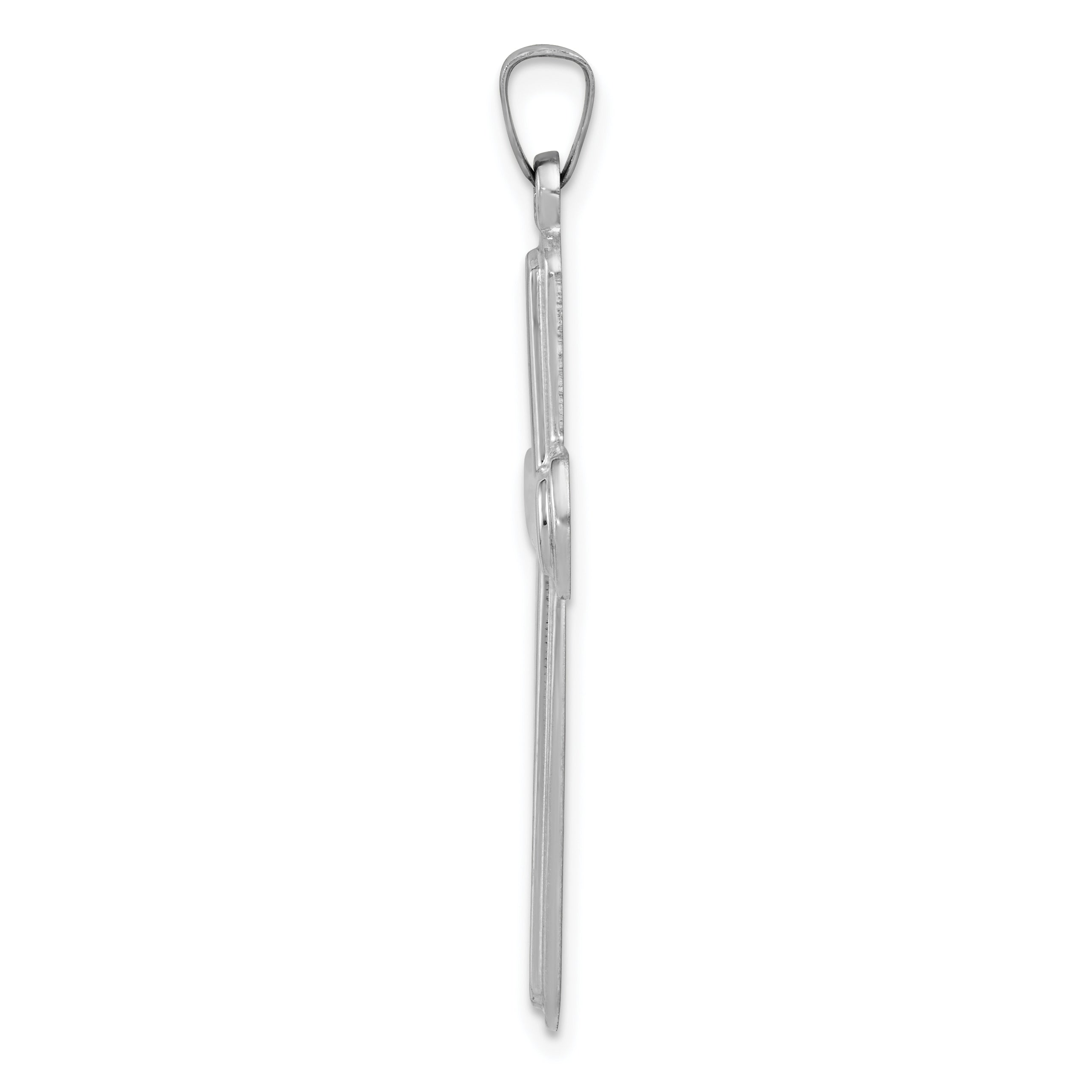 14K White Gold Polished Latin Cross Pendant