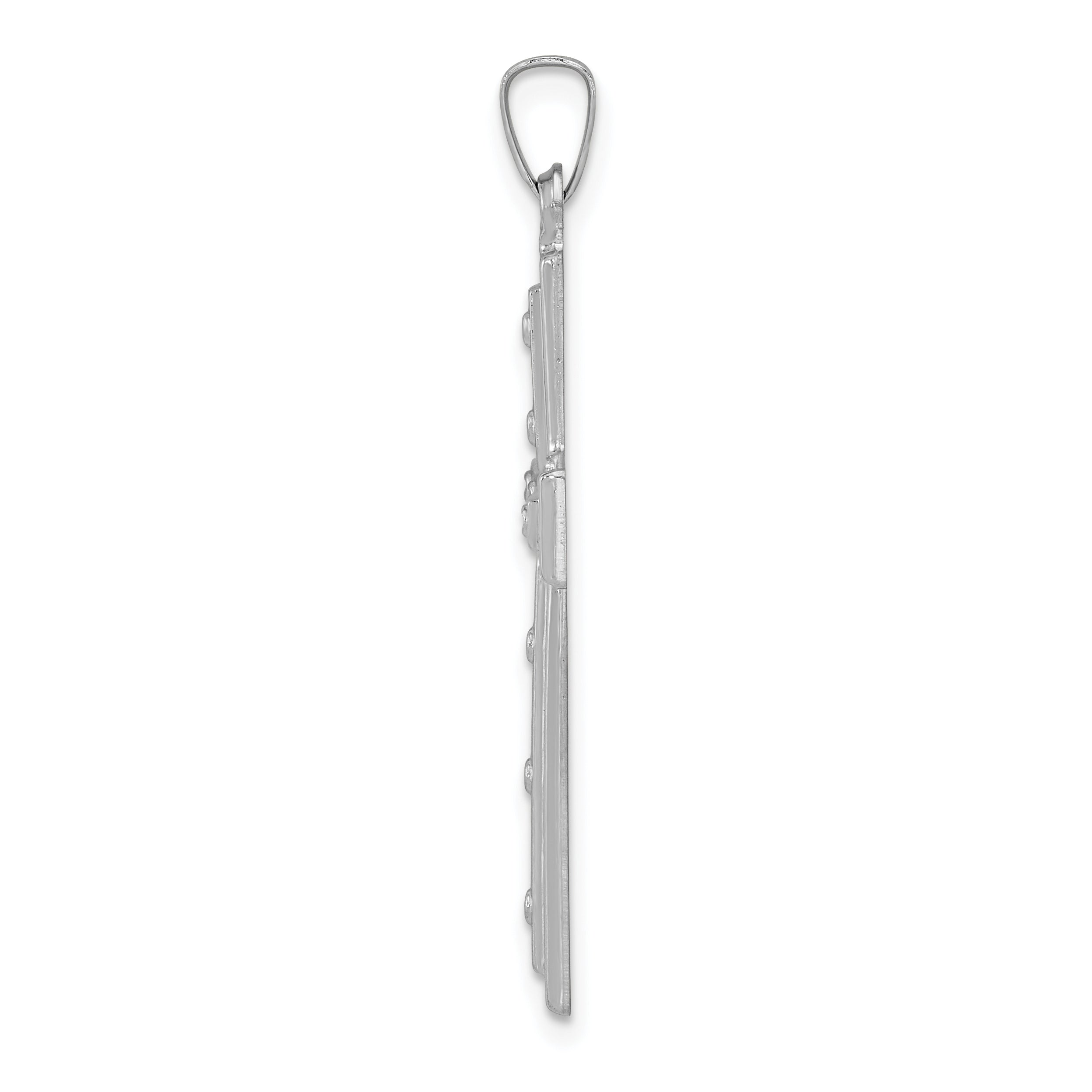 14K White Gold Polished and Satin w/Dots Cross Pendant Secondary image