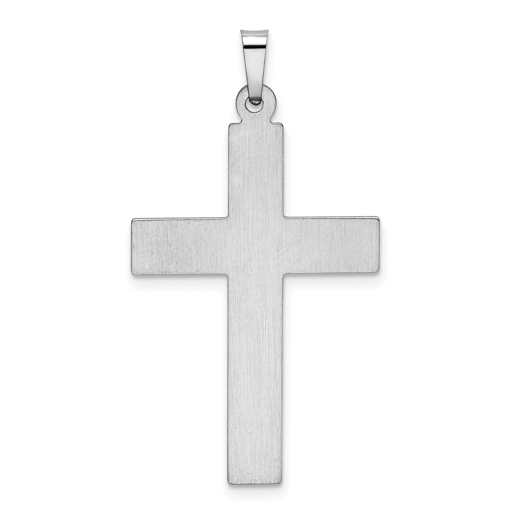 14K White Gold Polished and Satin w/Dots Cross Pendant