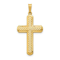 14K Polished and Textured Cross Pendant