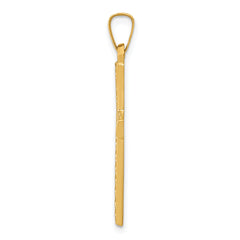 14K  Polished Lattice Textured Cross Pendant