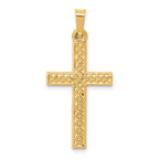 14k Polished Lattice Textured Cross Pendant