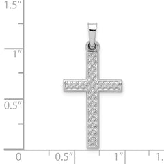 14K White Gold Polished Lattice Cross Pendant