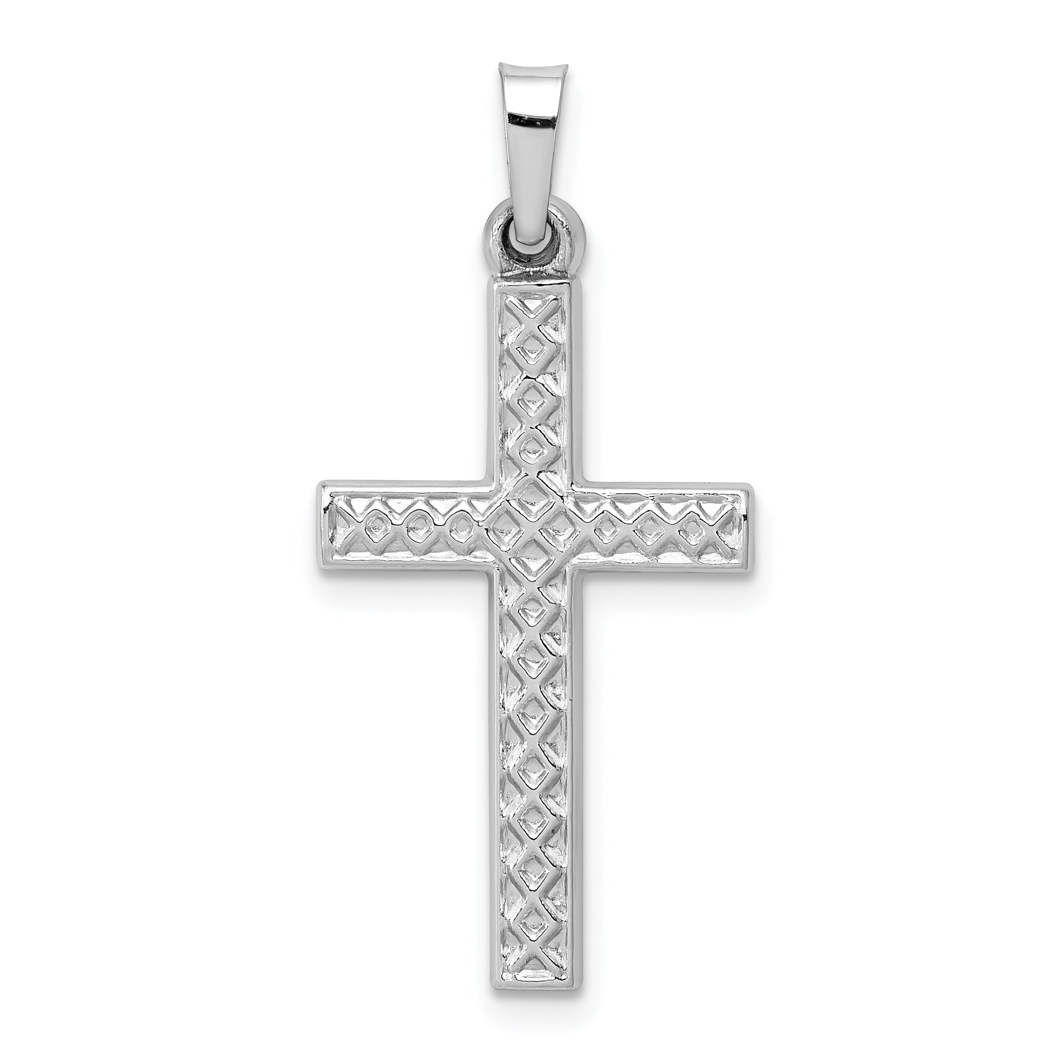 14k White Gold Polished Lattice Cross Pendant Main image