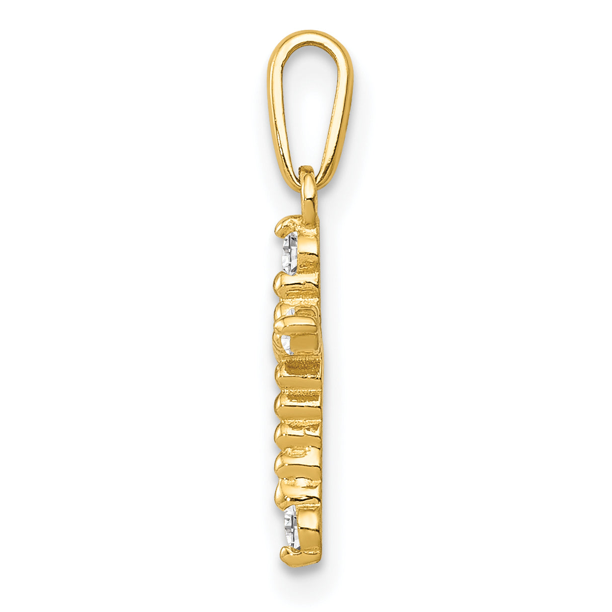 14K Polished Beaded CZ Cross Charm Secondary image