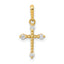 14k Polished Beaded CZ Cross Charm