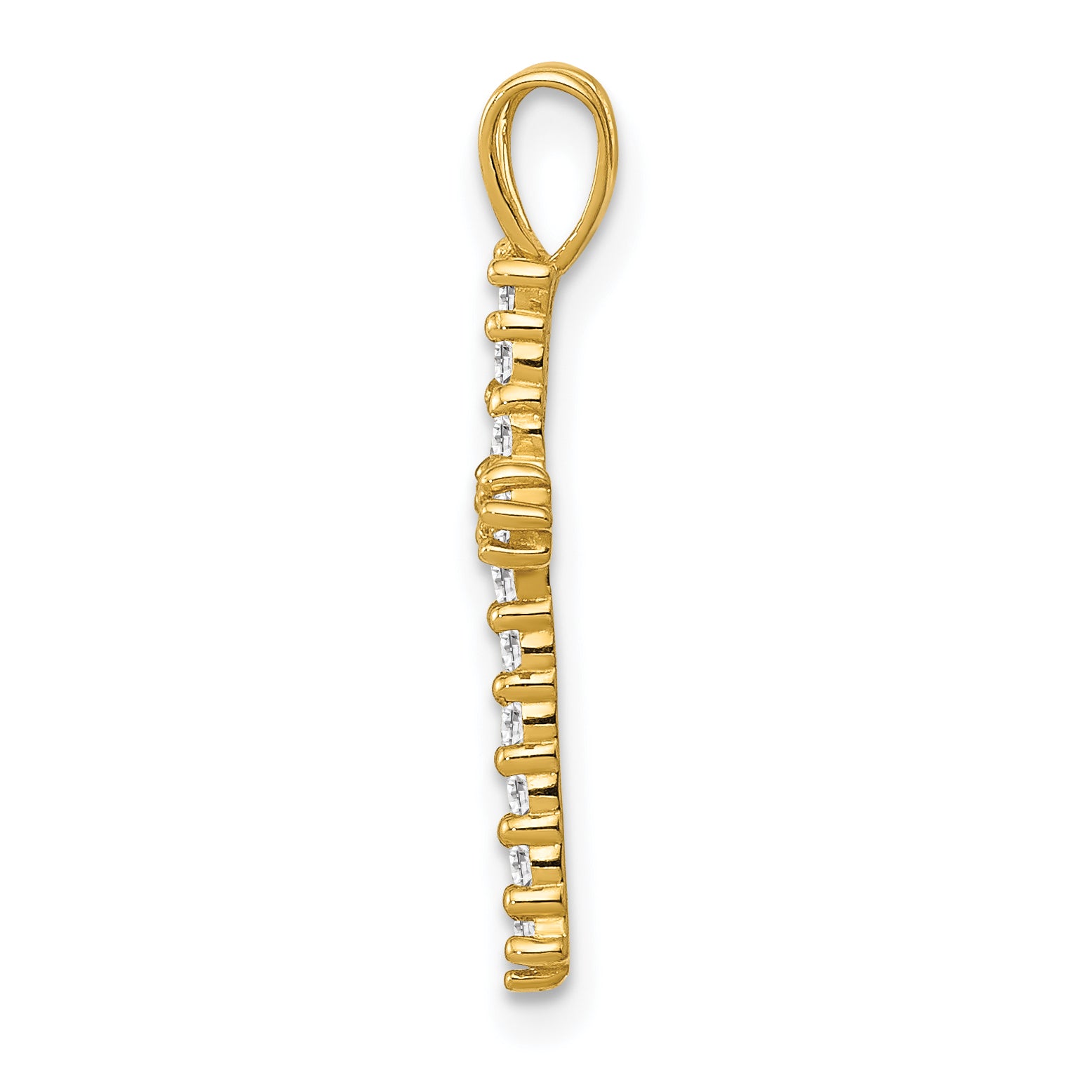 14K Polished CZ Cross Chain Slide Secondary image
