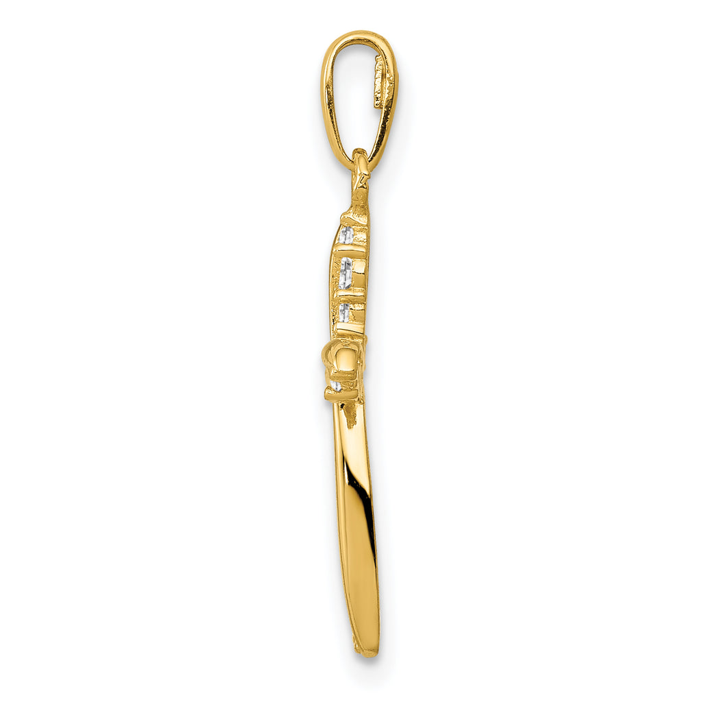 14K Polished CZ Cross Charm