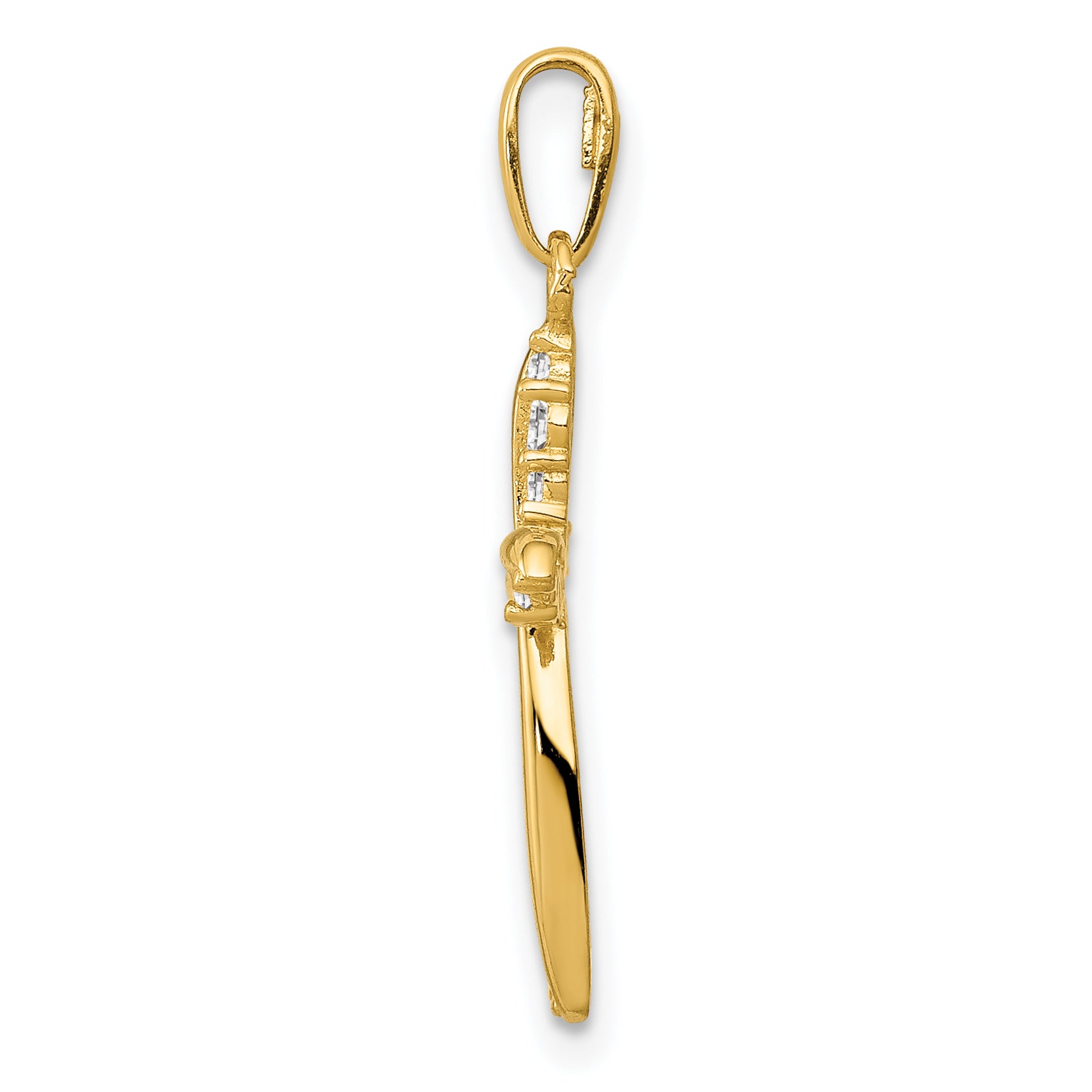 14K Polished CZ Cross Charm