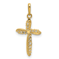 14K Polished CZ Cross Charm