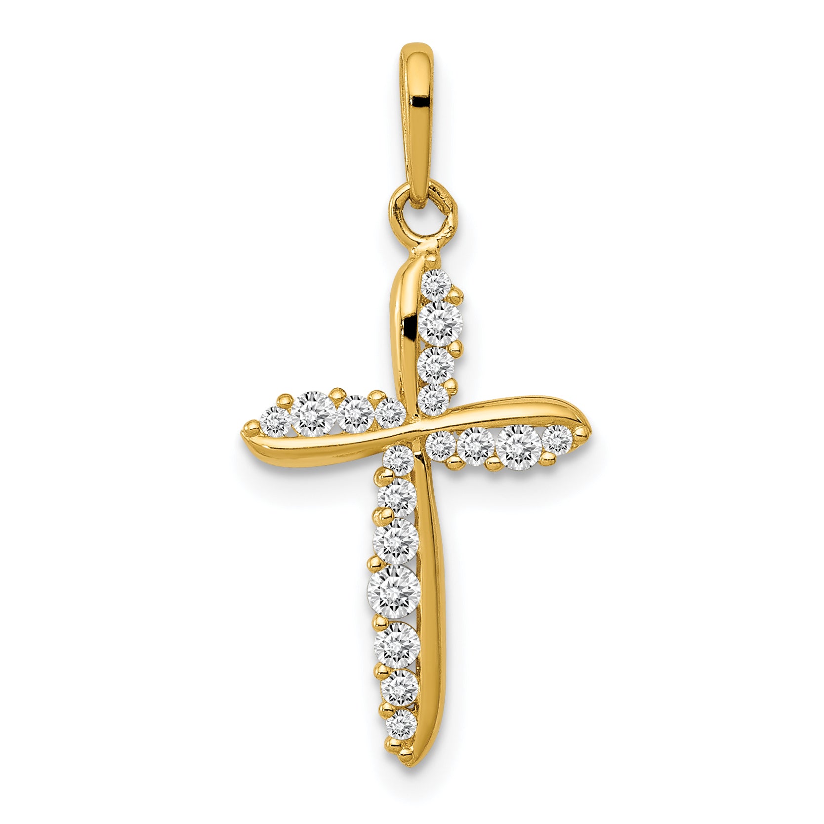 14k Polished CZ Cross Charm Main image