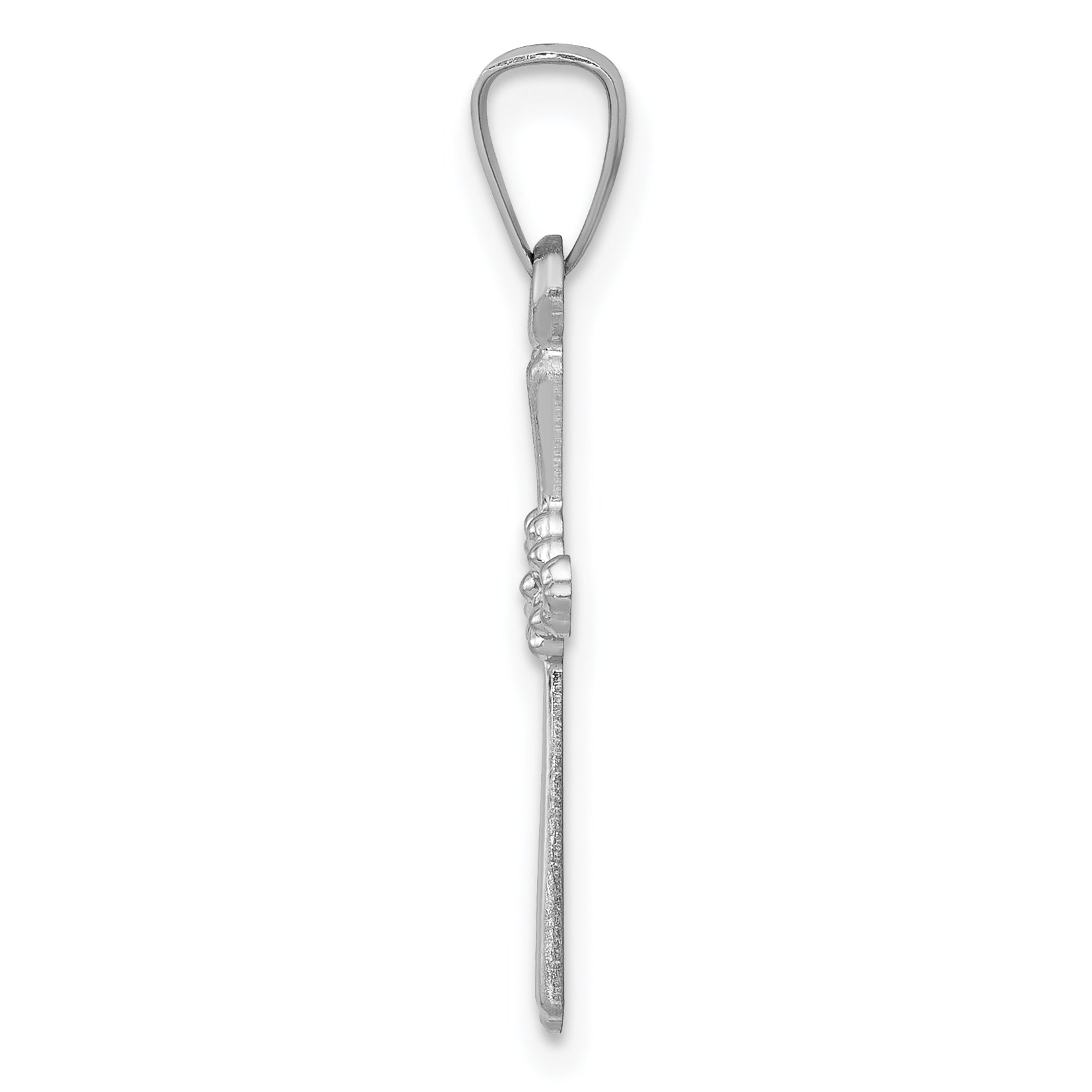 14K White Gold Polished Center Flower Cross Pendant Secondary image