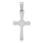 14K White Gold Polished Center Flower Cross Pendant