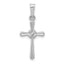 14k White Gold Polished Center Flower Cross Pendant