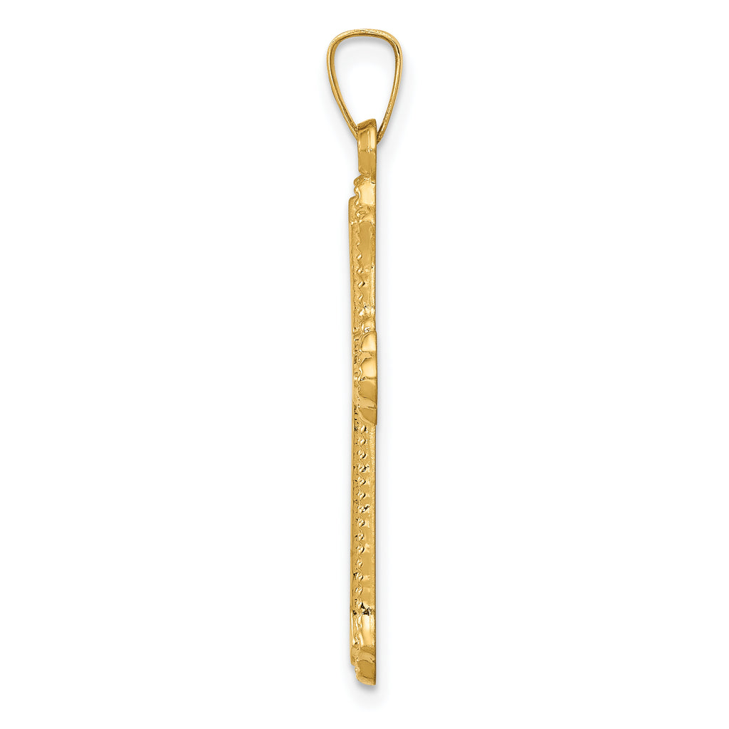 14K Polished Fleur de Lis Cross Pendant