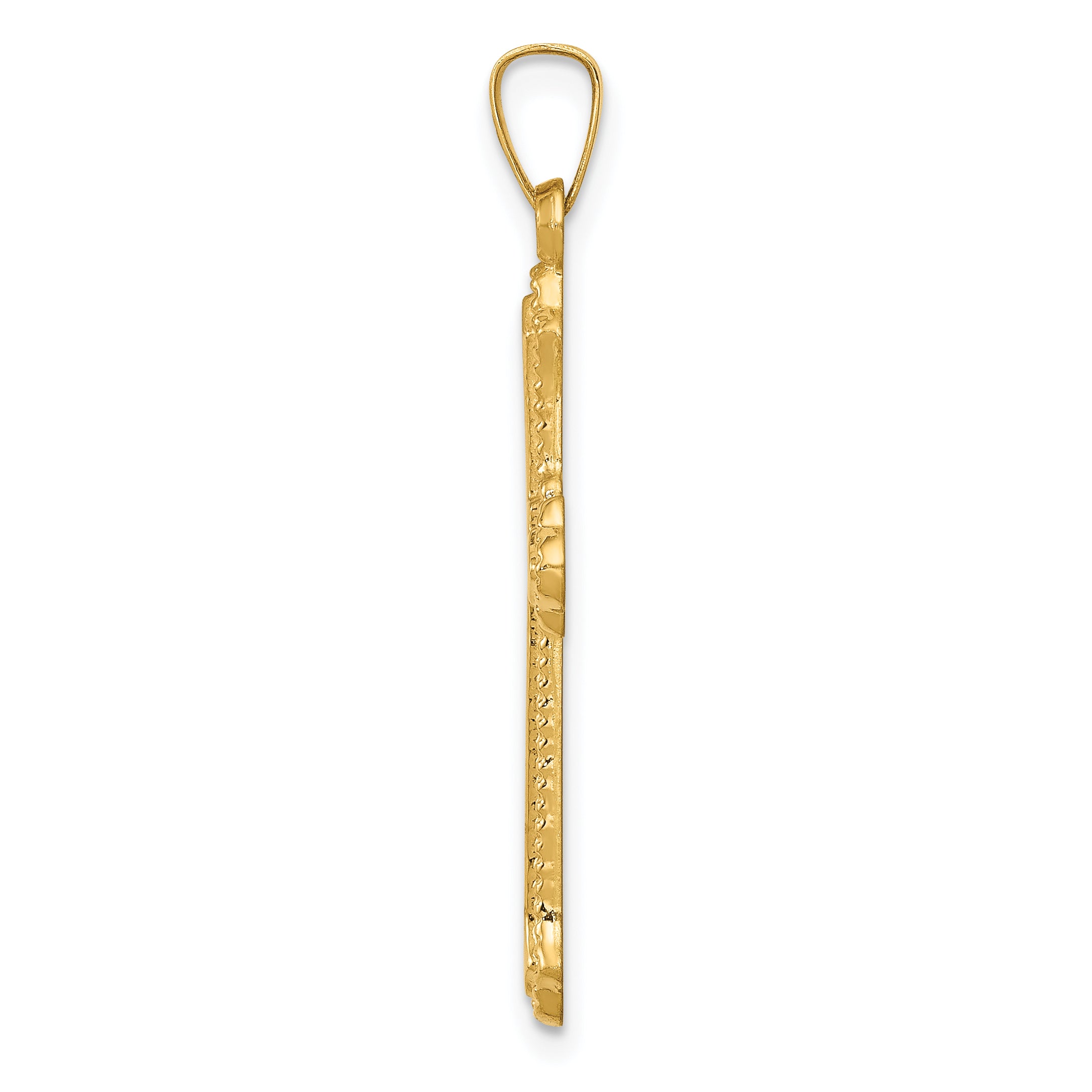 14K Polished Fleur de Lis Cross Pendant