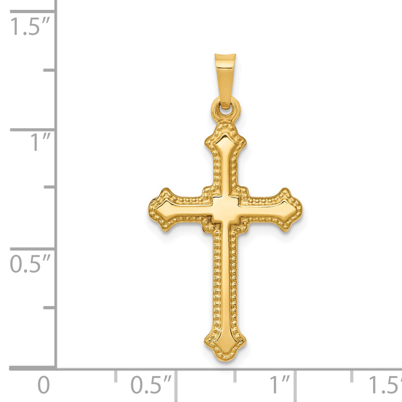 14K Polished Fleur de Lis Cross Pendant