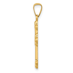 14K Polished Budded Cross Pendant