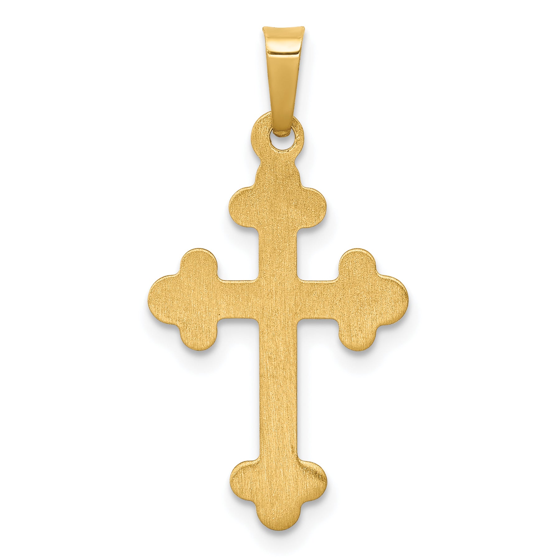 14K Polished Budded Cross Pendant