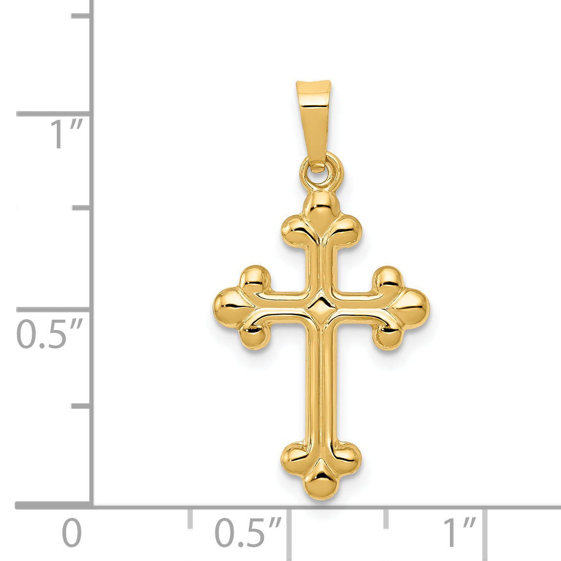 14K Polished Budded Cross Pendant