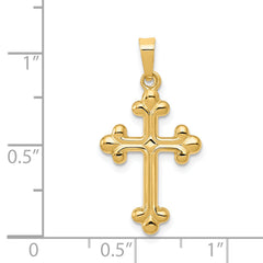14K Polished Budded Cross Pendant