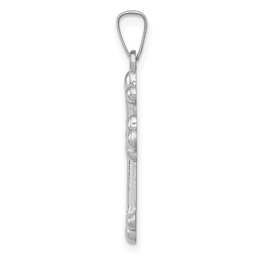 14K White Gold Polished Budded Cross Pendant