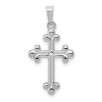 14k White Gold Polished Budded Cross Pendant