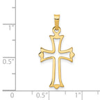 14K Polished Cut-out Fleur de Lis Cross Pendant