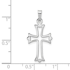 14K White Gold Polished Cut out Fleur de Lis Cross Pendant