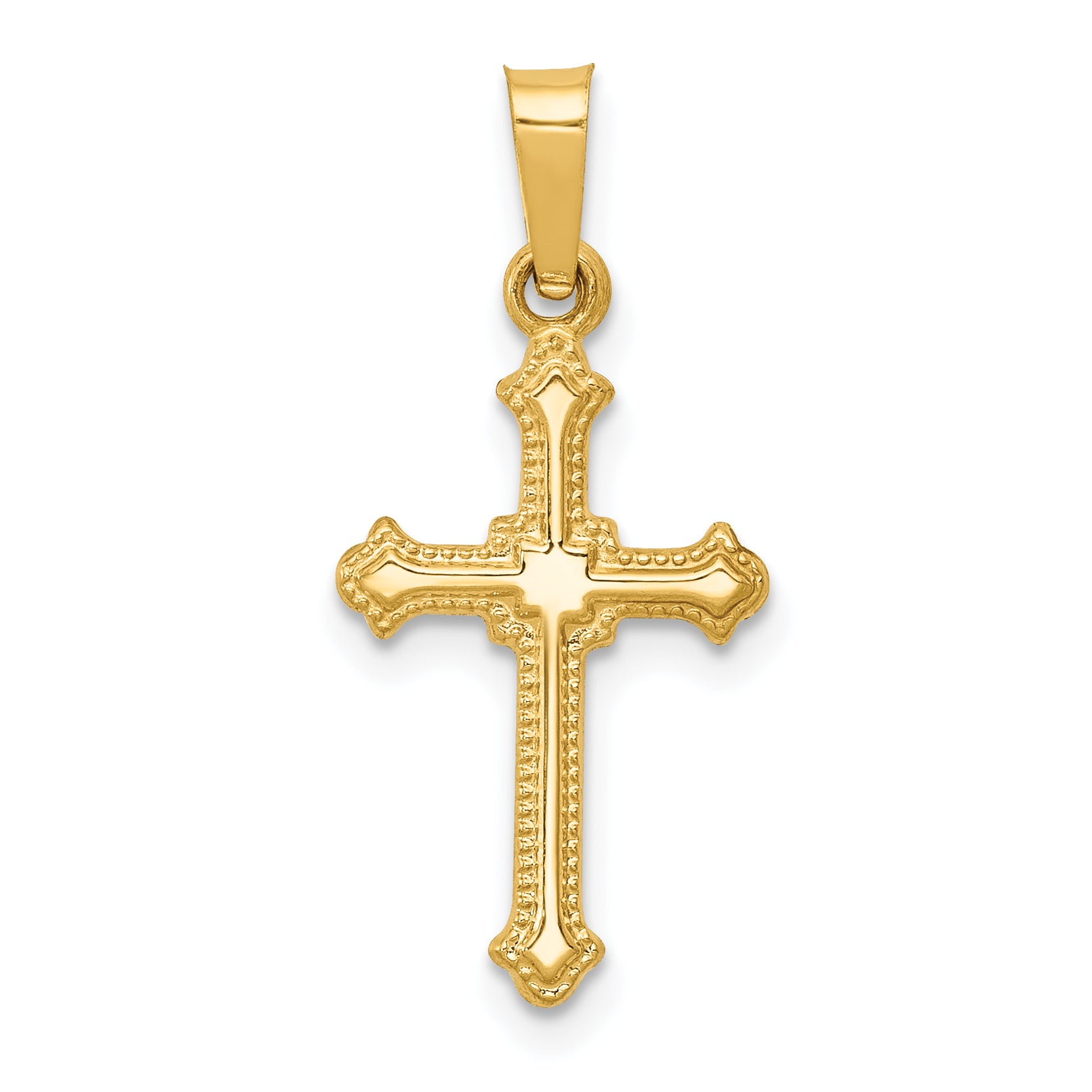 14k Polished Small Fleur de Lis Cross Pendant Main image