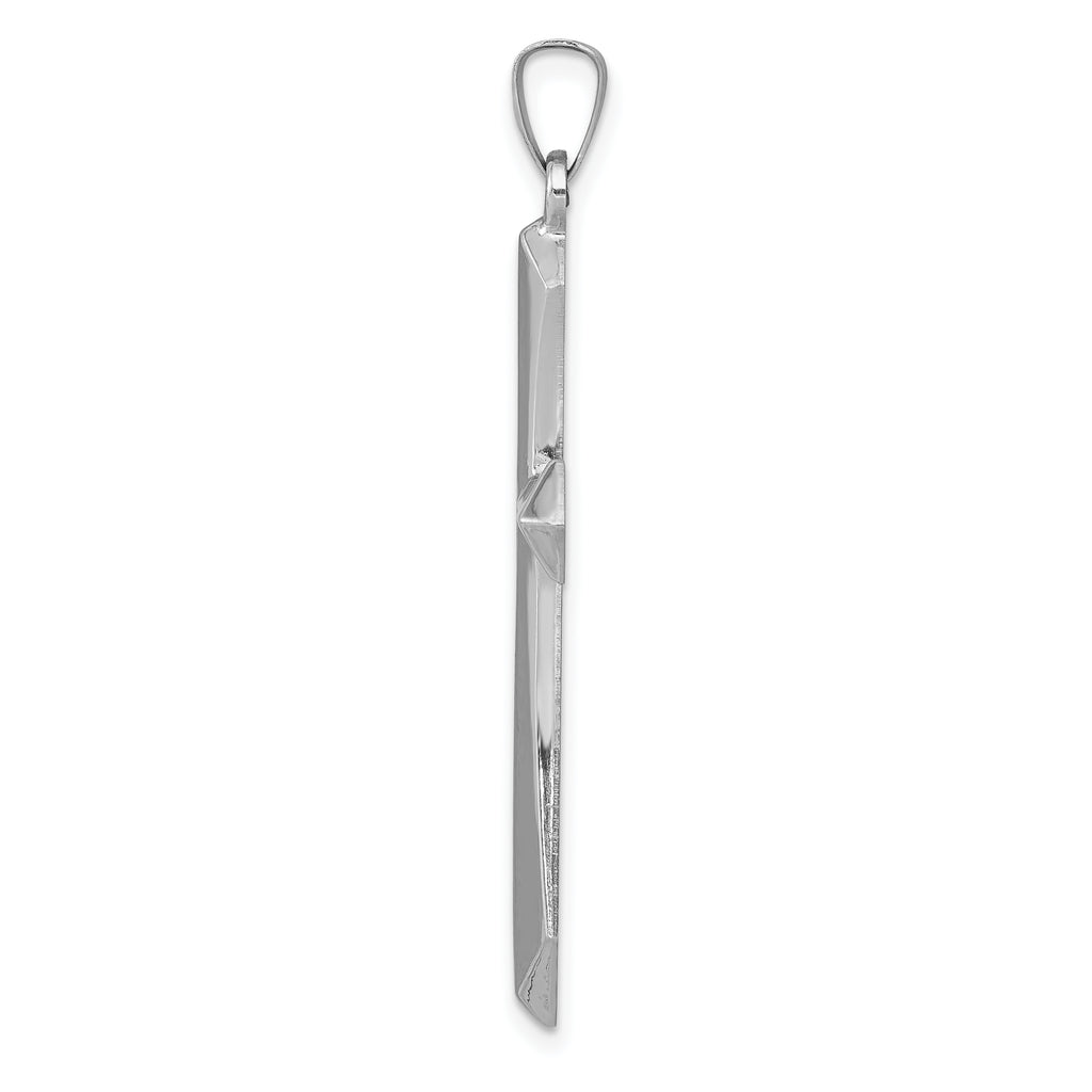 14K White Gold Polished Cross Pendant