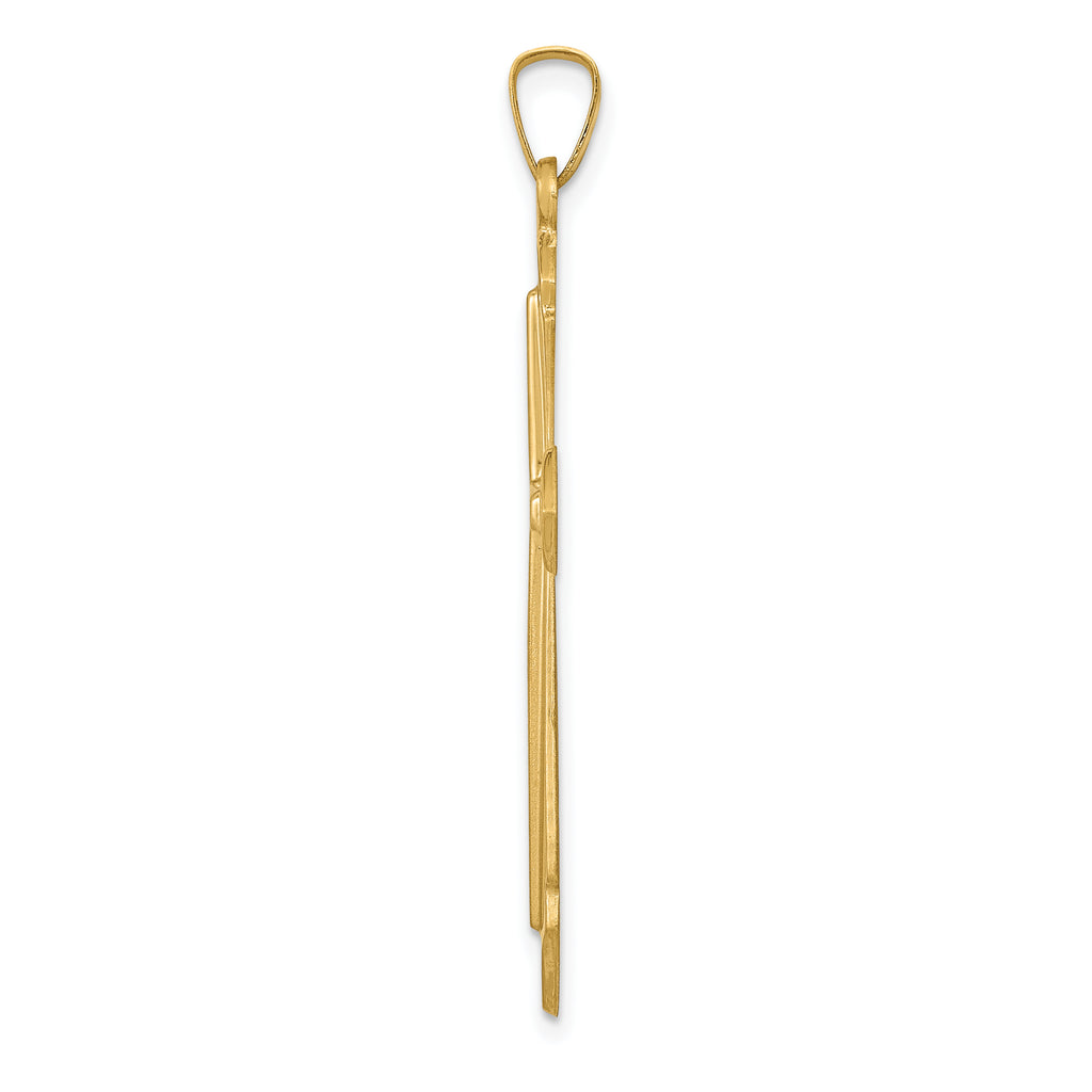 14K Polished and Satin Passion Cross Pendant