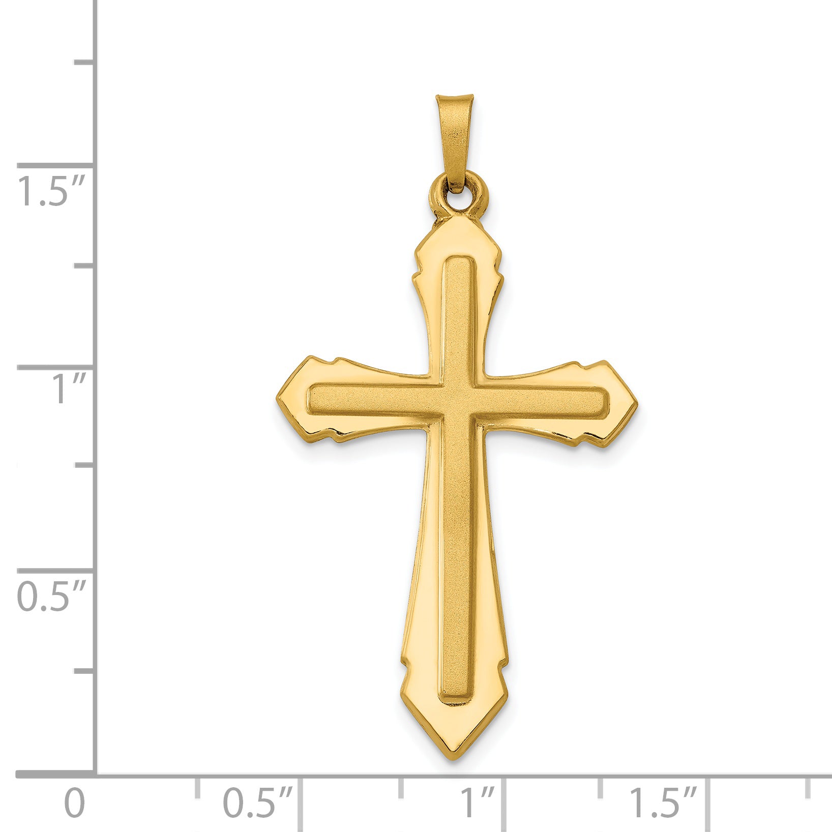 14K Polished and Satin Passion Cross Pendant