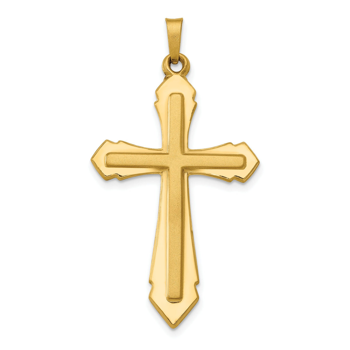 Passion Cross Pendant in 14K Yellow Gold, 40mm Satin & Polished - Sophia Jewelers Main image