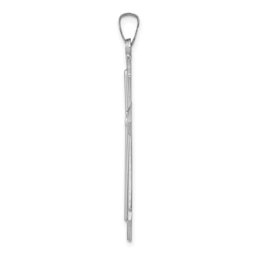 14K White Gold Polished and Satin Cross Pendant