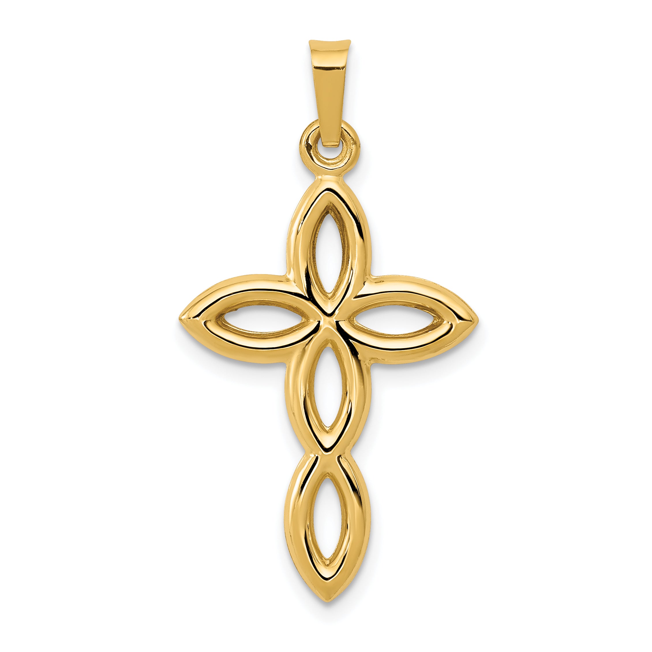 14K Polished Cut-out Passion Cross Pendant