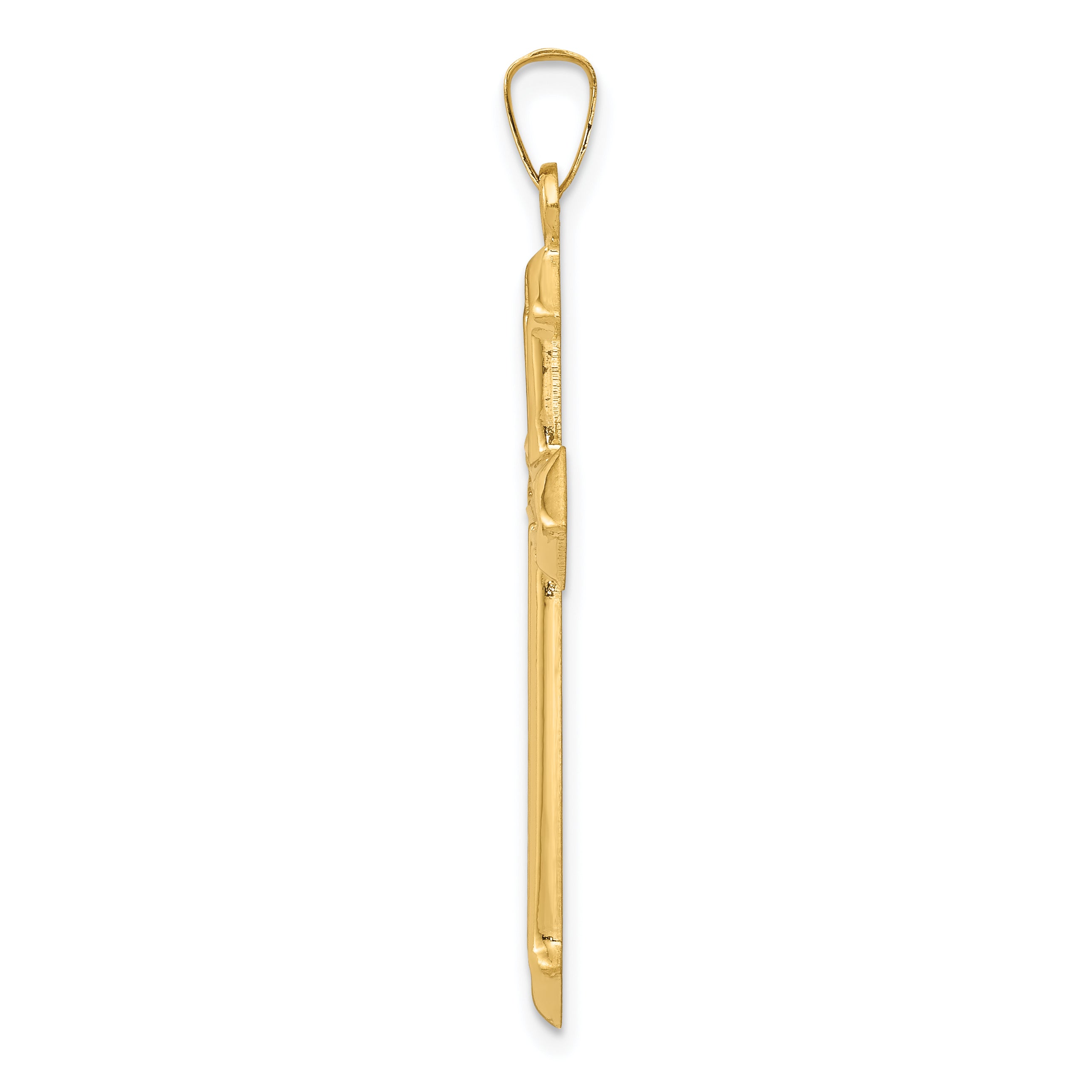 14K Polished and Textured Passion Cross Pendant Secondary image