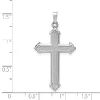 14K White Gold Polished and Textured Cross Pendant