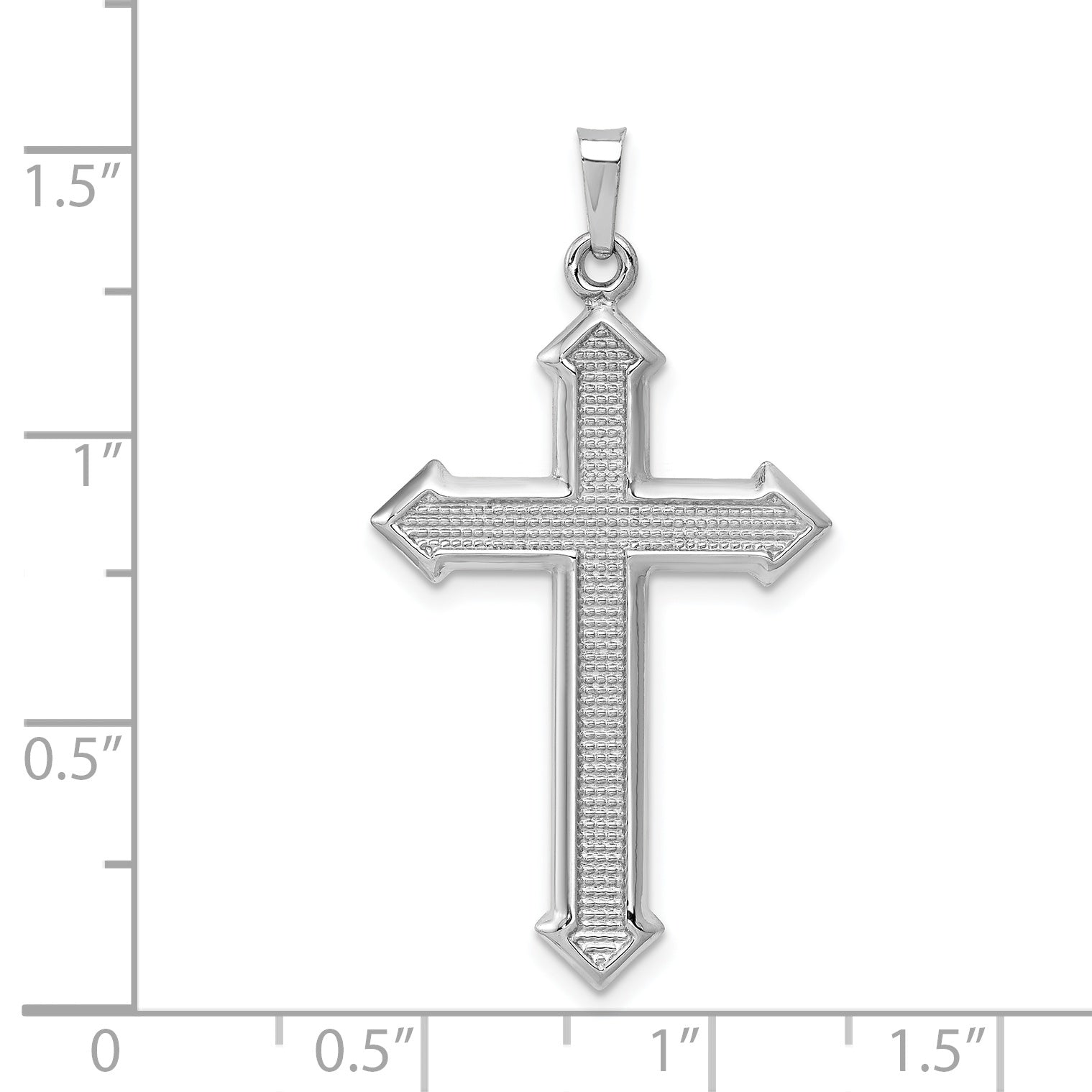 14K White Gold Polished and Textured Cross Pendant